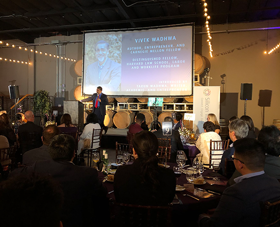 Vivek Wadhwa, Distinguished Fellow in the College of Engineering at Carnegie Mellon University Silicon Valley (CMU-SV), was honored as a Silicon Valley Visionary at the 21st Visionary Awards hosted by the Silicon Valley Forum.