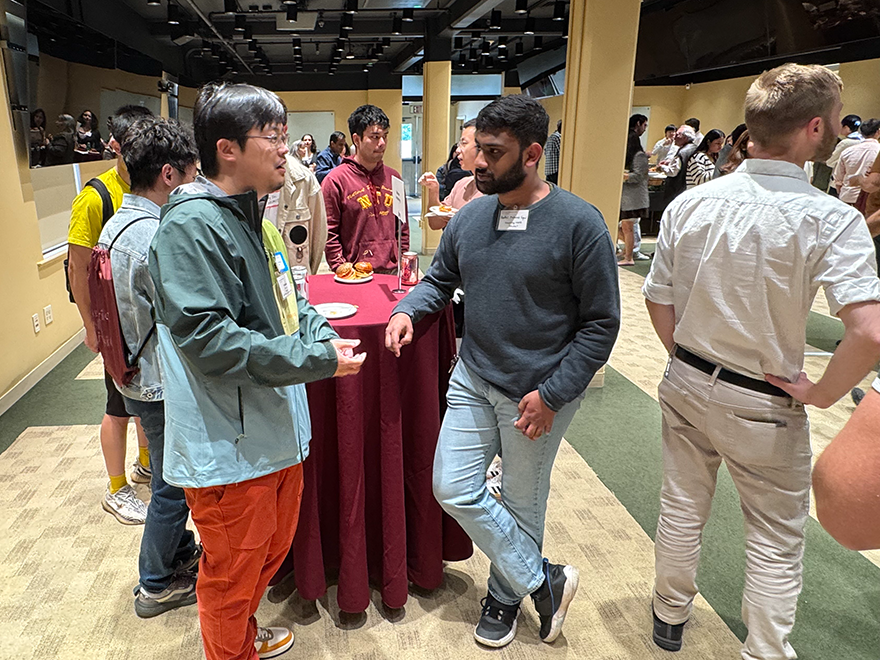 students mingle