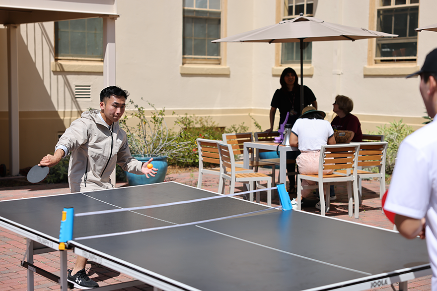 students playing table tennis